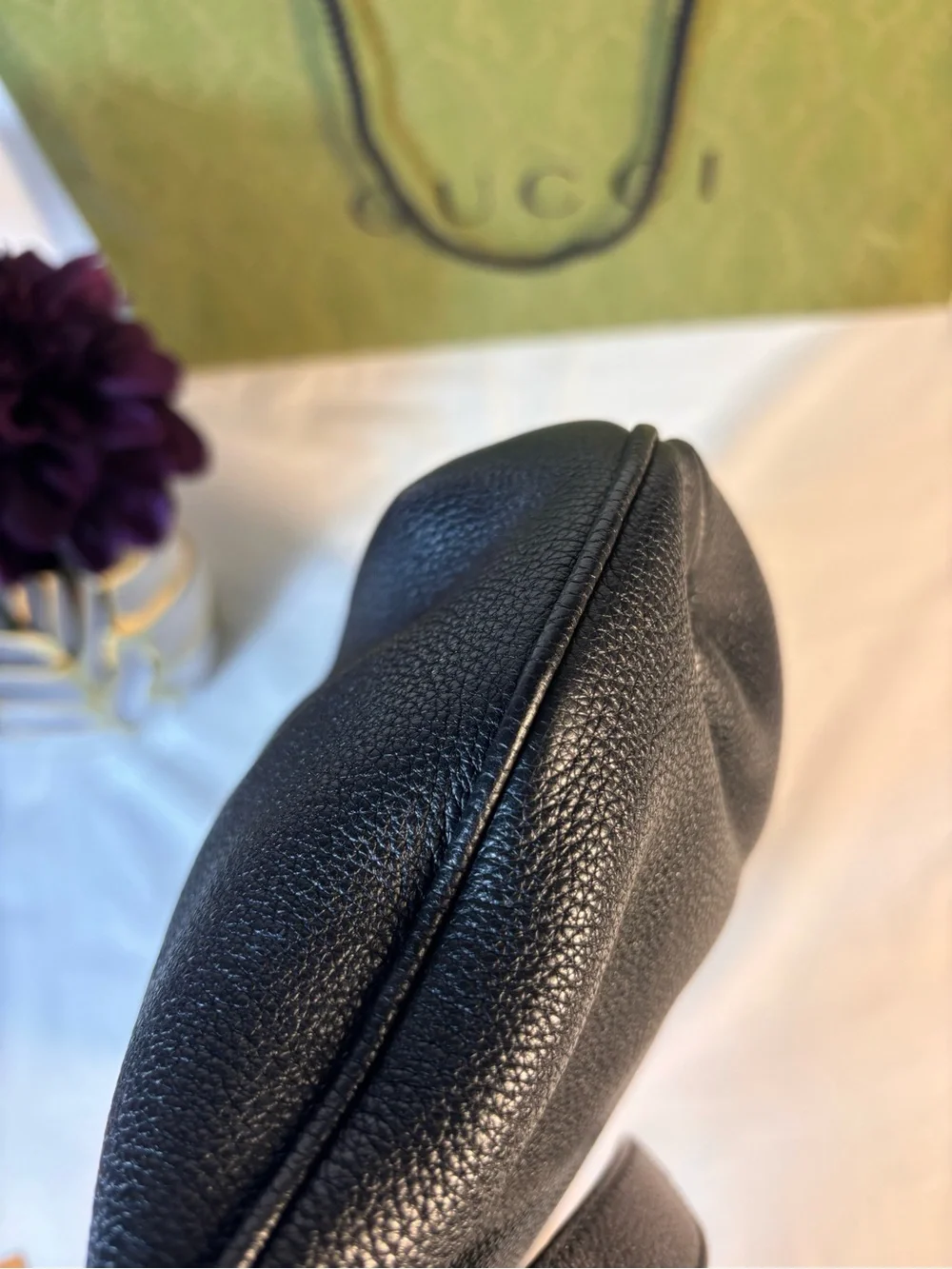 Gucci Black Leather Half Moon Bag